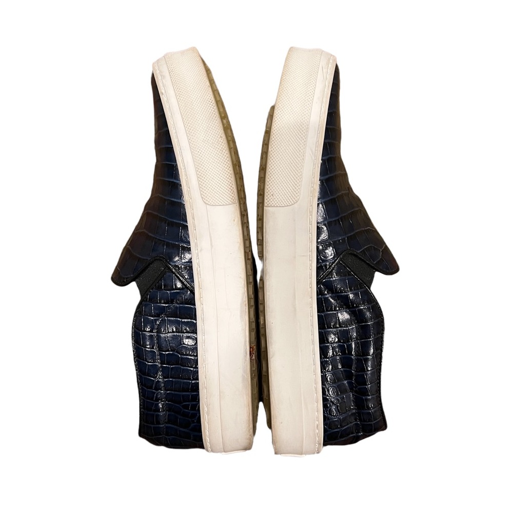 CELINE PARIS Slip On Shoe Navy Croc Detail Leather Upper Size 6 1/2 EUC - Picture 4 of 6